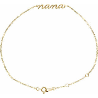 14K Yellow Lowercase Script Nana Bracelet