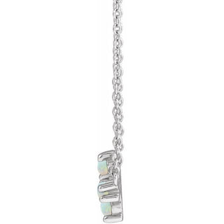 Sterling Silver Natural White Opal Sideways Cross 18" Necklace