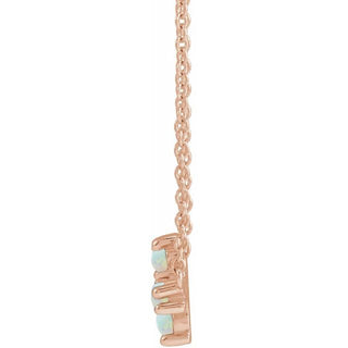 14K Rose Natural White Opal Sideways Cross 18" Necklace