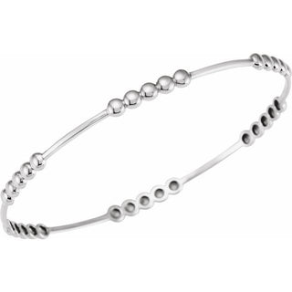 14K White 3.6 mm Beaded Bangle 7 3/4" Bracelet