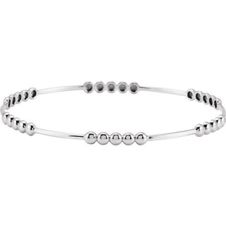 14K White 3.6 mm Beaded Bangle 7 3/4" Bracelet