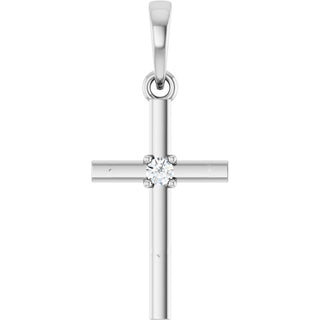 Sterling Silver .03 CT Natural Diamond Cross Pendant