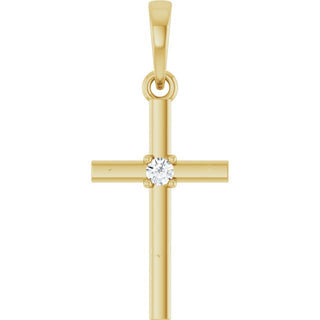 14K Yellow .03 CT Natural Diamond Cross Pendant