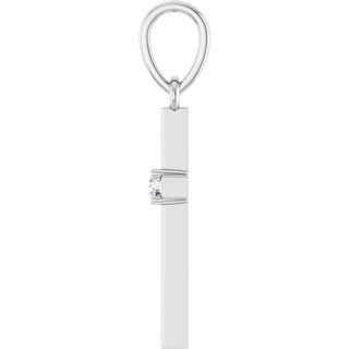14K White .03 CT Natural Diamond Cross Pendant