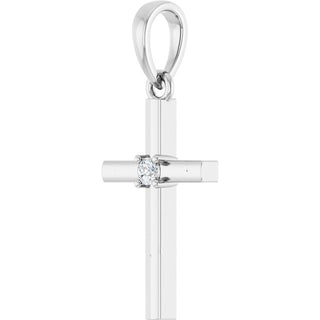 Platinum .03 CT Natural Diamond Cross Pendant