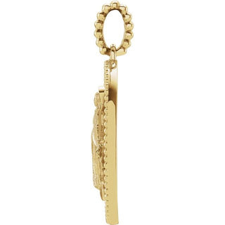 14K Yellow Black Enamel Miraculous Medal Pendant
