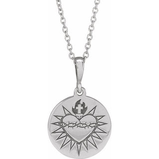 14K White Sacred Heart 16-18" Necklace