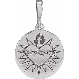 Sterling Silver 19.42x12 mm Sacred Heart Pendant