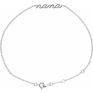 Platinum Lowercase Script Nana Bracelet