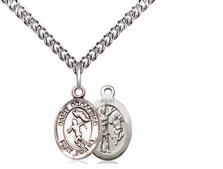 Sterling Silver Saint Sebastian Track and Field Medal Religious and Catholic Jewelry