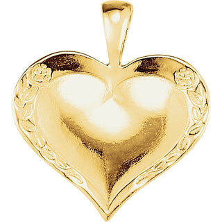 14K Yellow Heartprint Rose Pendant