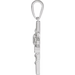Sterling Silver Floral Cross Pendant