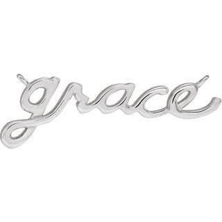 14K White 20.94x7.43 mm Lowercase Script Grace Necklace Center