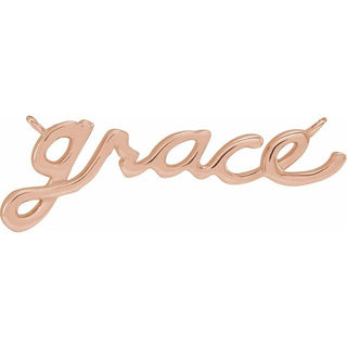 18K Rose 20.94x7.43 mm Lowercase Script Grace Necklace Center