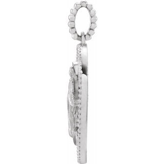 14K White White Enamel Miraculous Medal Pendant