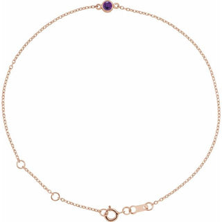 14K Rose Natural Amethyst Bezel-Set Solitaire 6 1/2-7 1/2" Bracelet