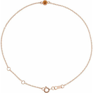 14K Rose Natural Citrine Bezel-Set Solitaire 6 1/2-7 1/2" Bracelet