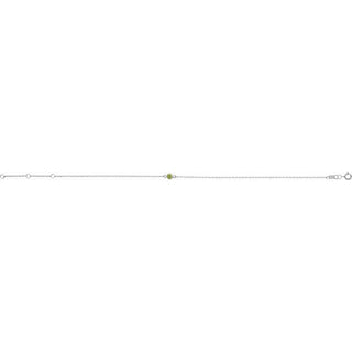 14K White Natural Peridot Bezel-Set Solitaire 6 1/2-7 1/2" Bracelet
