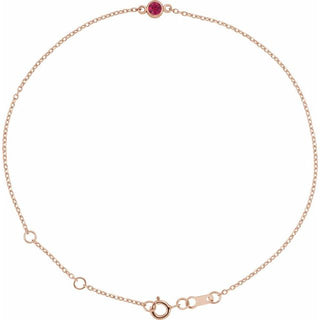 14K Rose Lab-Grown Ruby Bezel-Set Solitaire 6 1/2-7 1/2" Bracelet