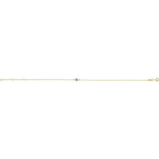 14K Yellow Natural Blue Zircon Bezel-Set Solitaire 6 1/2-7 1/2" Bracelet