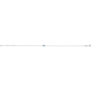 14K White Natural Blue Zircon Bezel-Set Solitaire 6 1/2-7 1/2" Bracelet