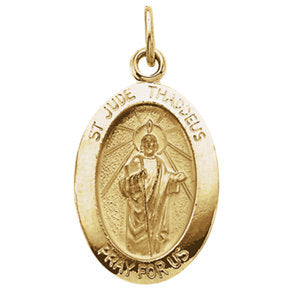 14K Gold 19x13.5 MM Oval St. Jude Thaddeus Medal