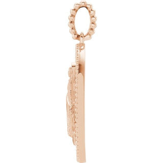 14K Rose Black Enamel Miraculous Medal Pendant