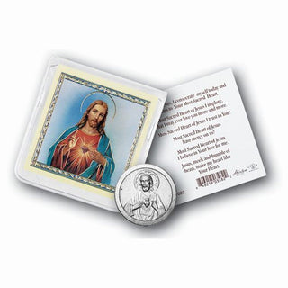 Sacred Heart Of Jesus Coin In Clear Folder with Prayer 10-Pack
