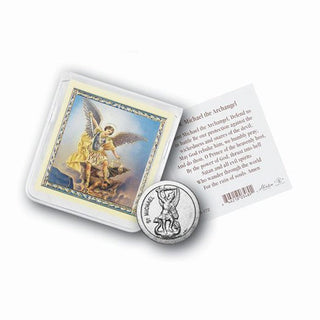 St Michael Coin In Clear Folder with Pic and Prayer 10-Pack