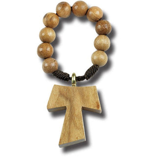 Olive Wood Rosary Ring with Tau 25-Pack