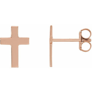 14K Rose 10x6 mm Cross Earrings