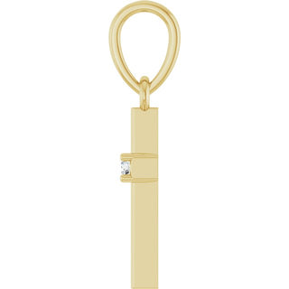 14K Yellow .015 CT Natural Diamond Cross Pendant