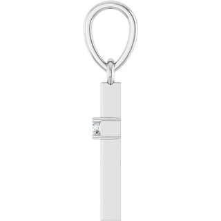 14K White .015 CT Natural Diamond Cross Pendant