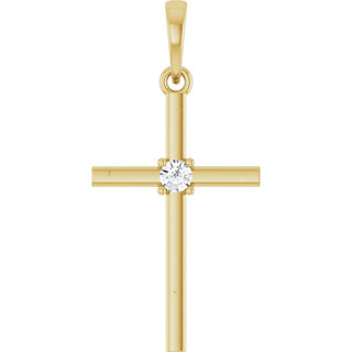 14K Yellow .06 CT Natural Diamond Cross Pendant