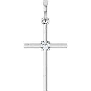 Platinum .06 CT Natural Diamond Cross Pendant