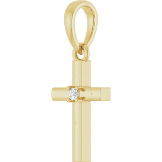 14K Yellow .015 CT Natural Diamond Cross Pendant