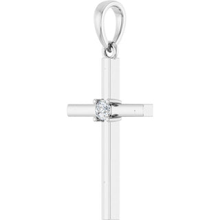 Platinum .06 CT Natural Diamond Cross Pendant