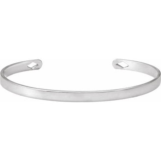 14K White Engravable Diamond Pierced Cuff 7" Bracelet