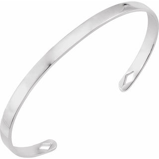 14K White Engravable Diamond Pierced Cuff 7" Bracelet