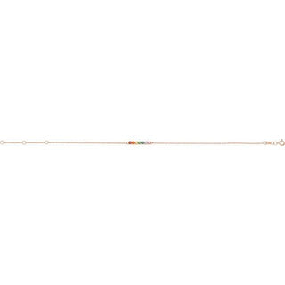 14K Rose Natural Multi-Gemstone Bar 6 1/2-7 1/2" Bracelet