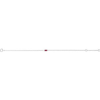 14K White Straight Baguette Natural Ruby 6 1/2-7 1/2" Bracelet