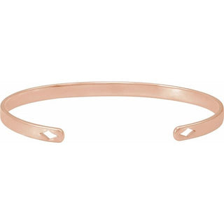 14K Rose Engravable Diamond Pierced Cuff 7" Bracelet