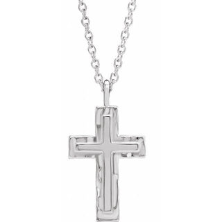 Sterling Silver Textured Cross 18" Necklace