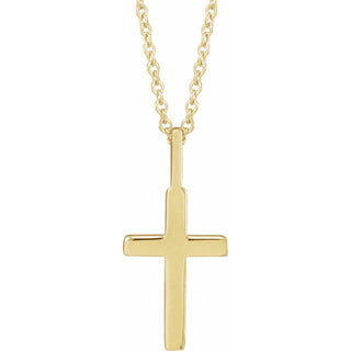 18K Yellow Gold-Plated Sterling Silver Knife-Edge Cross 16-18" Necklace