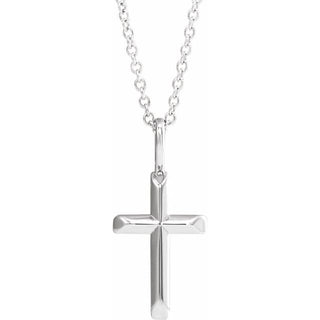 Sterling Silver Knife-Edge Cross 16-18" Necklace