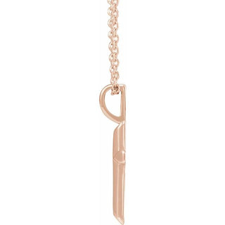 14K Rose Knife-Edge Cross 16-18" Necklace