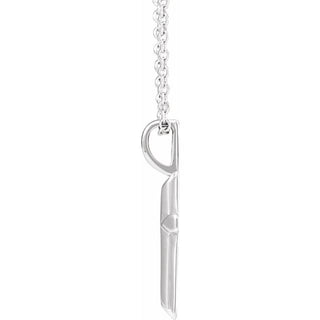 14K White Knife-Edge Cross 16-18" Necklace