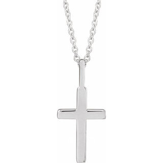 14K White Knife-Edge Cross 16-18" Necklace