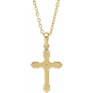 14K Yellow 1/6 CTW Natural Diamond Cross 16-18" Necklace