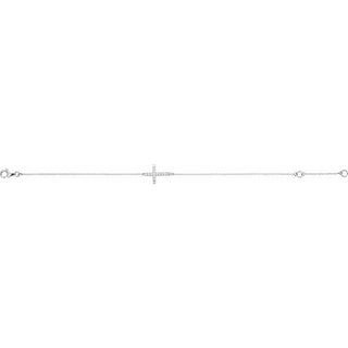14K White 1/5 CTW Natural Diamond Sideways Cross 7-8" Bracelet